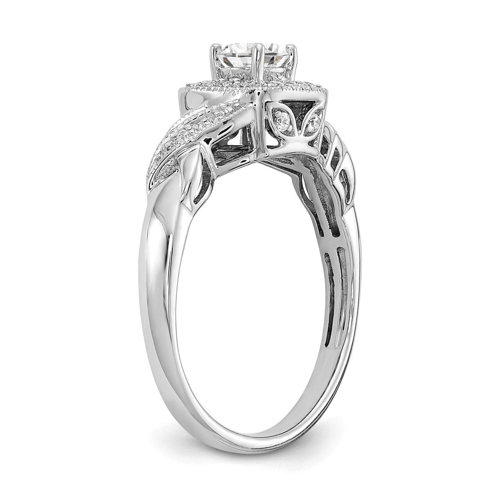 14k White Gold 1/2 carat Lab Grown Diamond VS/SI+ G+ Round Complete Halo Engagement Ring