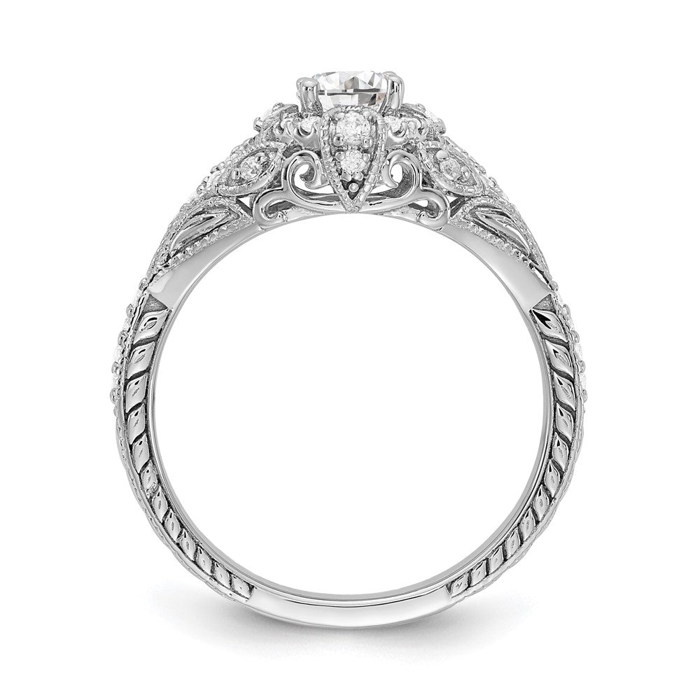 14k White Gold 5/8 carat Lab Grown Diamond VS/SI+ G+ Round Complete Shared Prong Engagement Ring