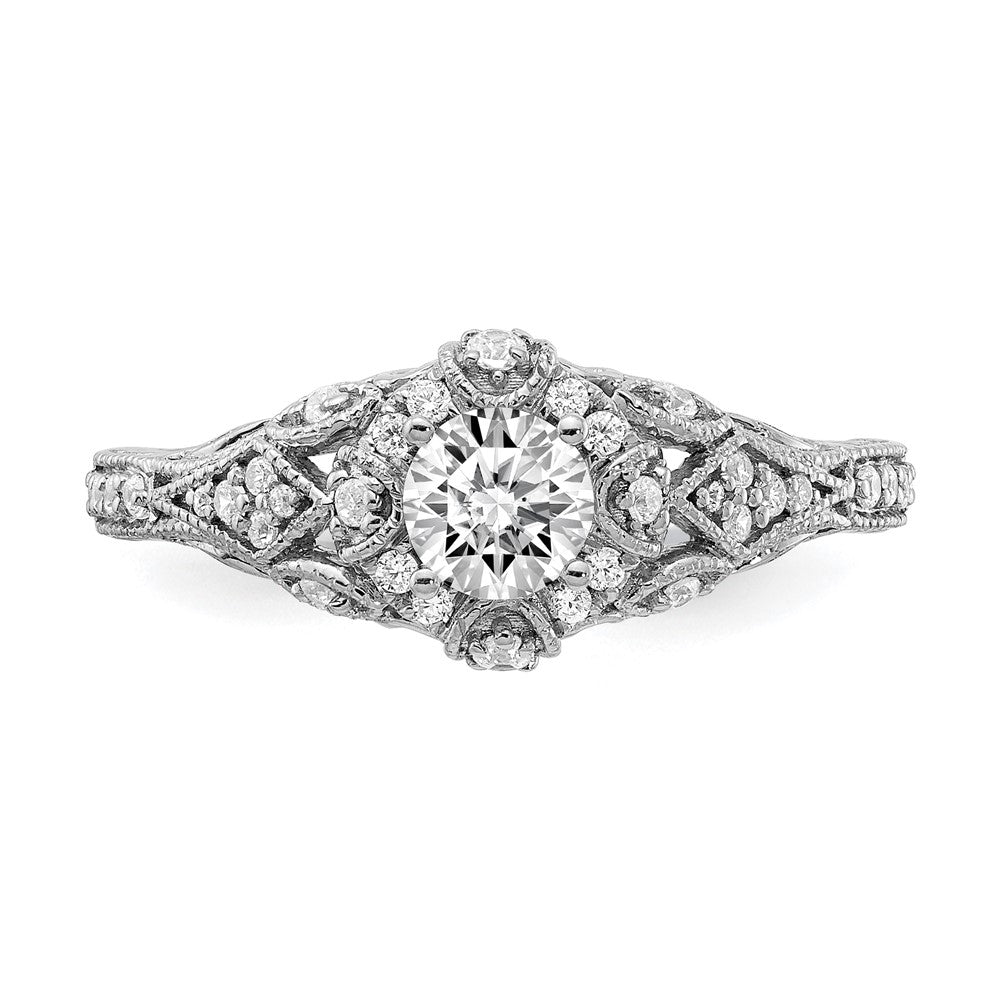 14k White Gold 5/8 carat Lab Grown Diamond VS/SI+ G+ Round Complete Shared Prong Engagement Ring