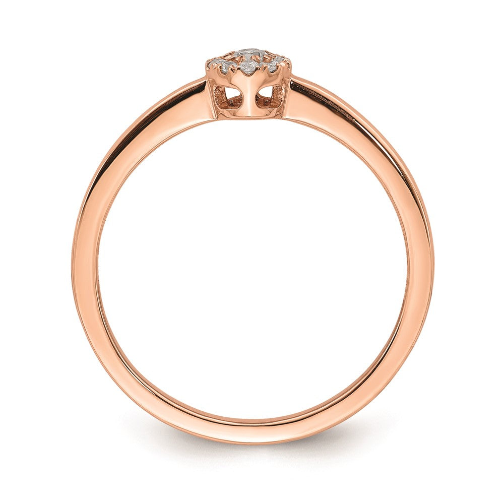 First Promise 14k Rose Gold Halo 1/10 carat Round Diamond Complete Promise/Engagement Ring