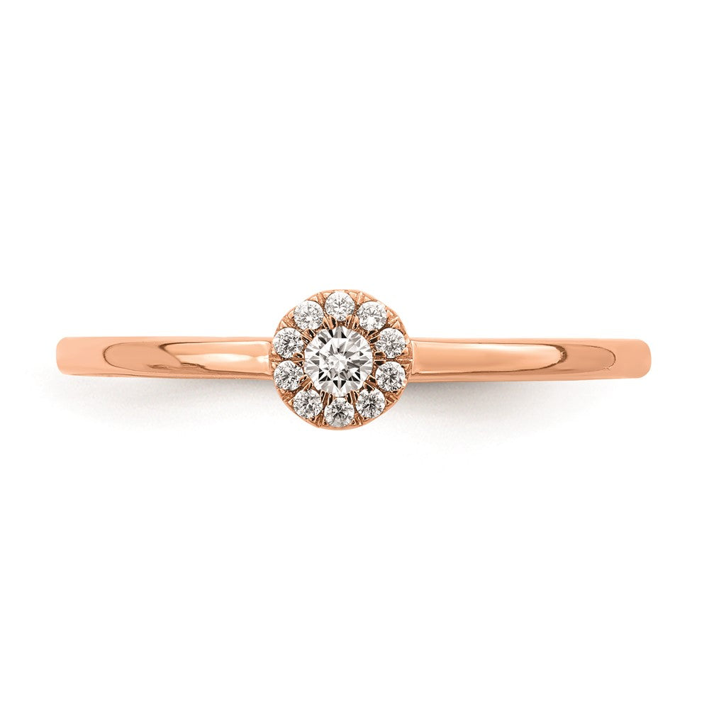 First Promise 14k Rose Gold Halo 1/10 carat Round Diamond Complete Promise/Engagement Ring