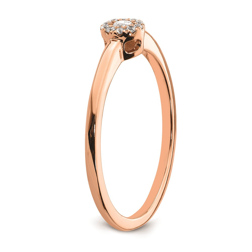 First Promise 14k Rose Gold Halo 1/10 carat Round Diamond Complete Promise/Engagement Ring