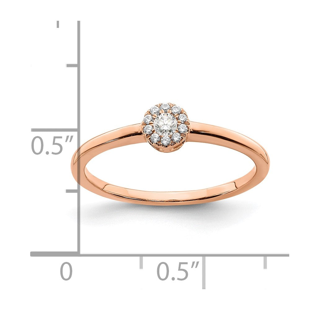 First Promise 14k Rose Gold Halo 1/10 carat Round Diamond Complete Promise/Engagement Ring