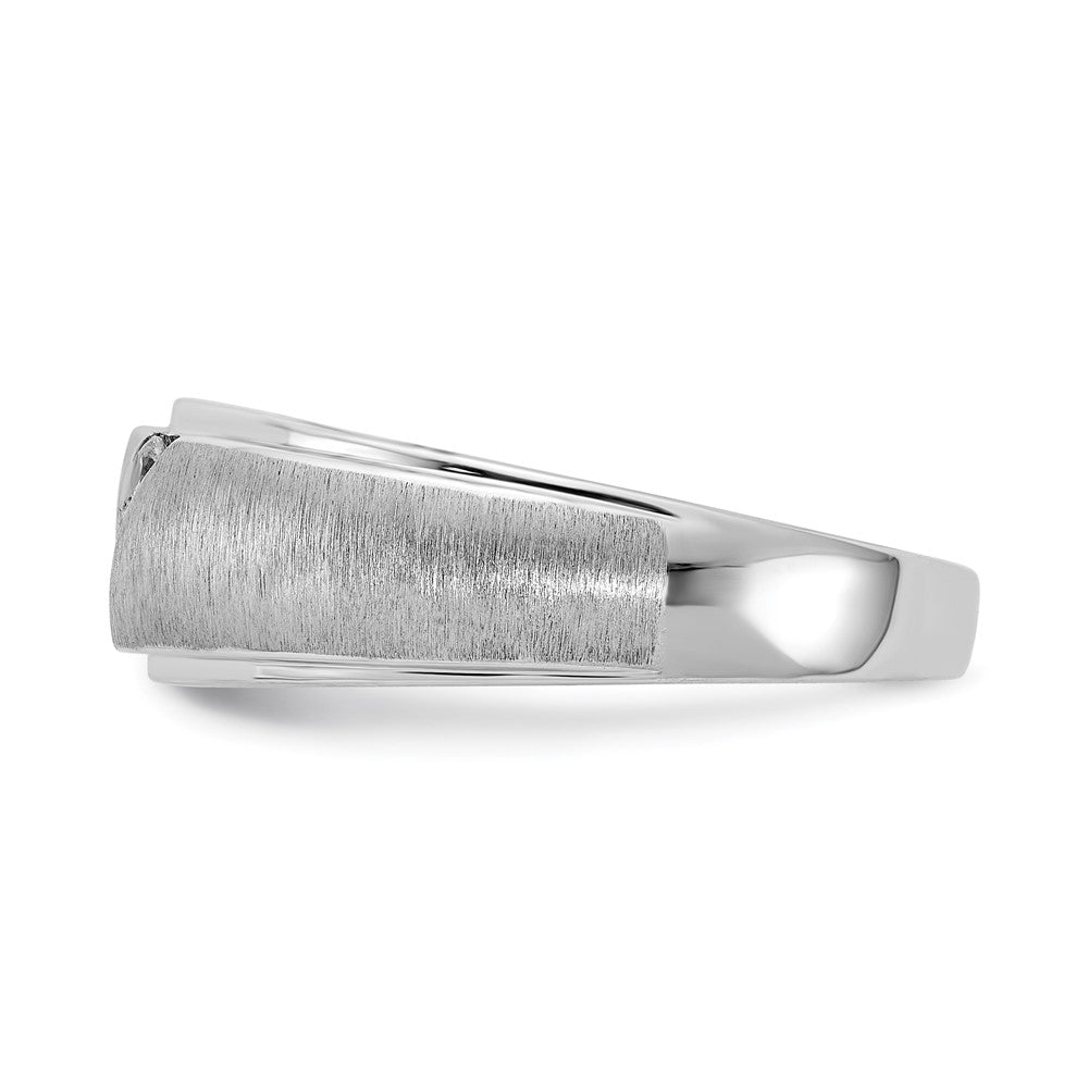14k White Gold 3-Stone 1/6 carat Diamond Complete Men's Band