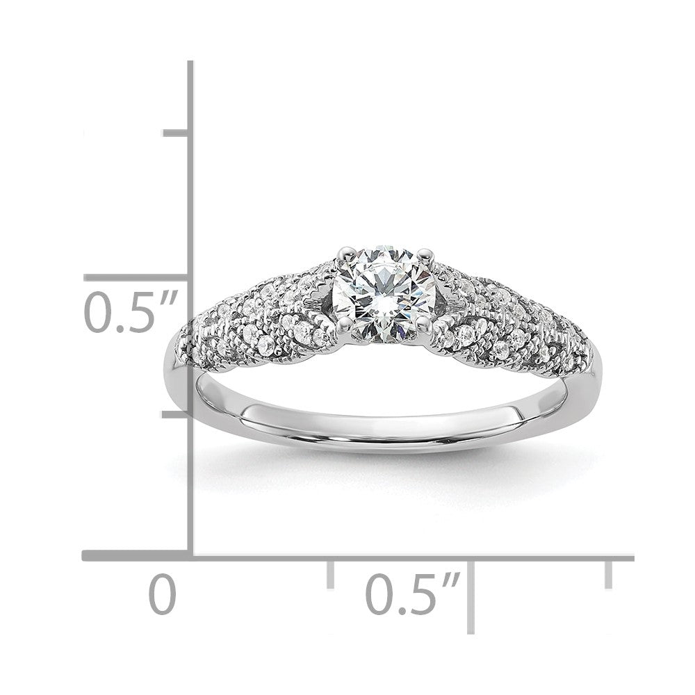 14k White Gold leaf Design Diamond Semi-Mount Engagement Ring