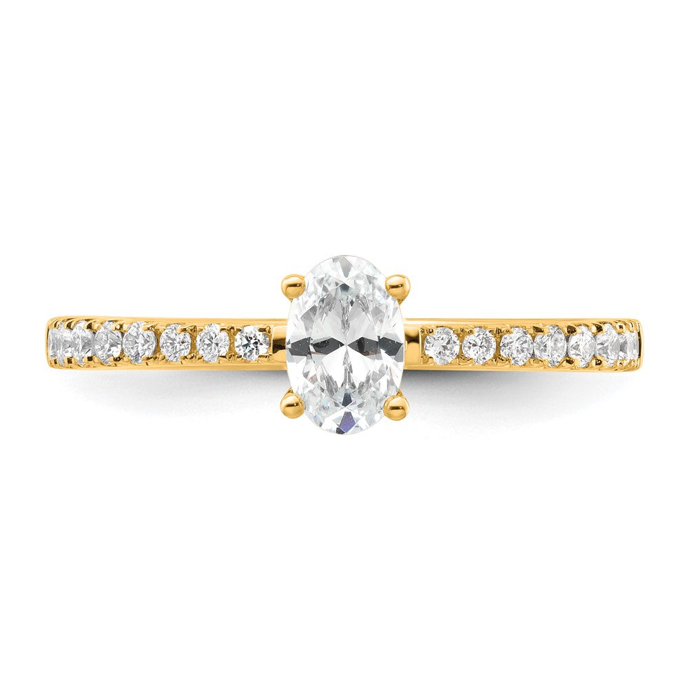 14k 1/4 carat Lab Grown Diamond VS/SI+ G+ 1/2 carat Oval Center Semi Mount Solitaire Engagement Ring