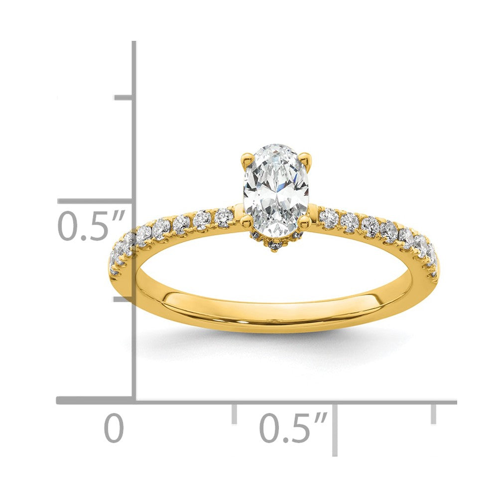 14k 1/4 carat Lab Grown Diamond VS/SI+ G+ 1/2 carat Oval Center Semi Mount Solitaire Engagement Ring