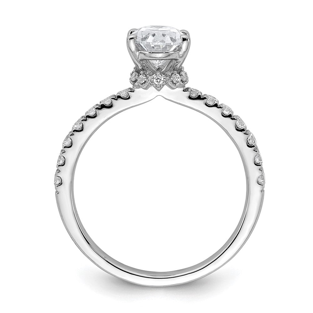 14k White Gold 1/4 carat Lab Grown Diamond VS/SI+ G+ 1 1/2 carat Oval Center Semi Mount Solitaire Engagement Ring