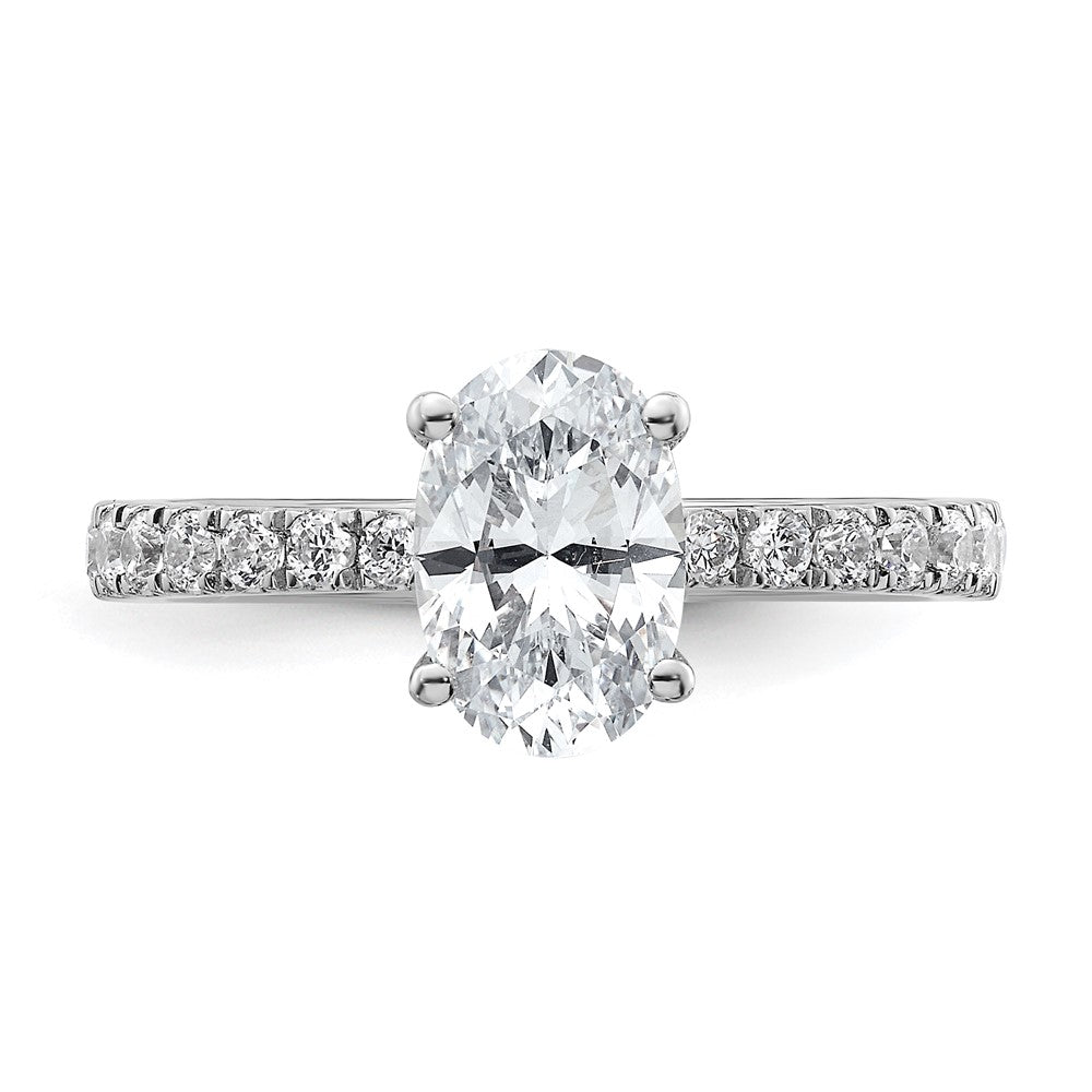 14k White Gold 1/4 carat Lab Grown Diamond VS/SI+ G+ 1 1/2 carat Oval Center Semi Mount Solitaire Engagement Ring