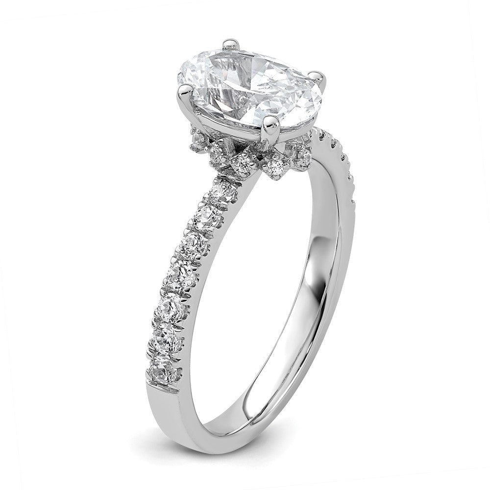 14k White Gold 1/4 carat Lab Grown Diamond VS/SI+ G+ 1 1/2 carat Oval Center Semi Mount Solitaire Engagement Ring