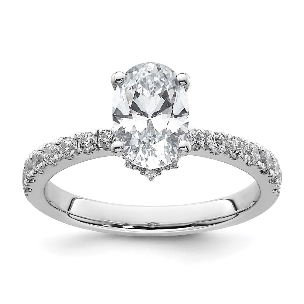 14k White Gold 1/4 carat Lab Grown Diamond VS/SI+ G+ 1 1/2 carat Oval Center Semi Mount Solitaire Engagement Ring