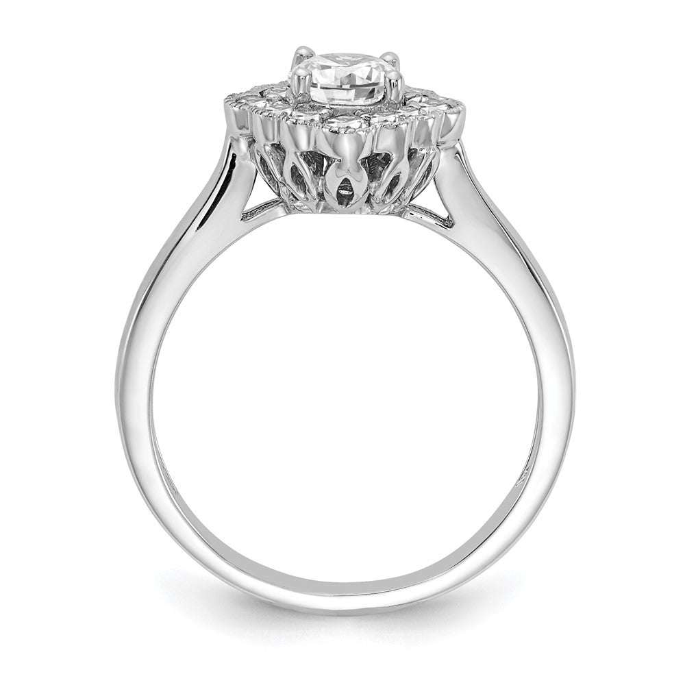 True Origin 14K White Gold 1/4 carat Lab Grown Diamond VS+ F+ Semi-Mount Round Halo Engagement Ring