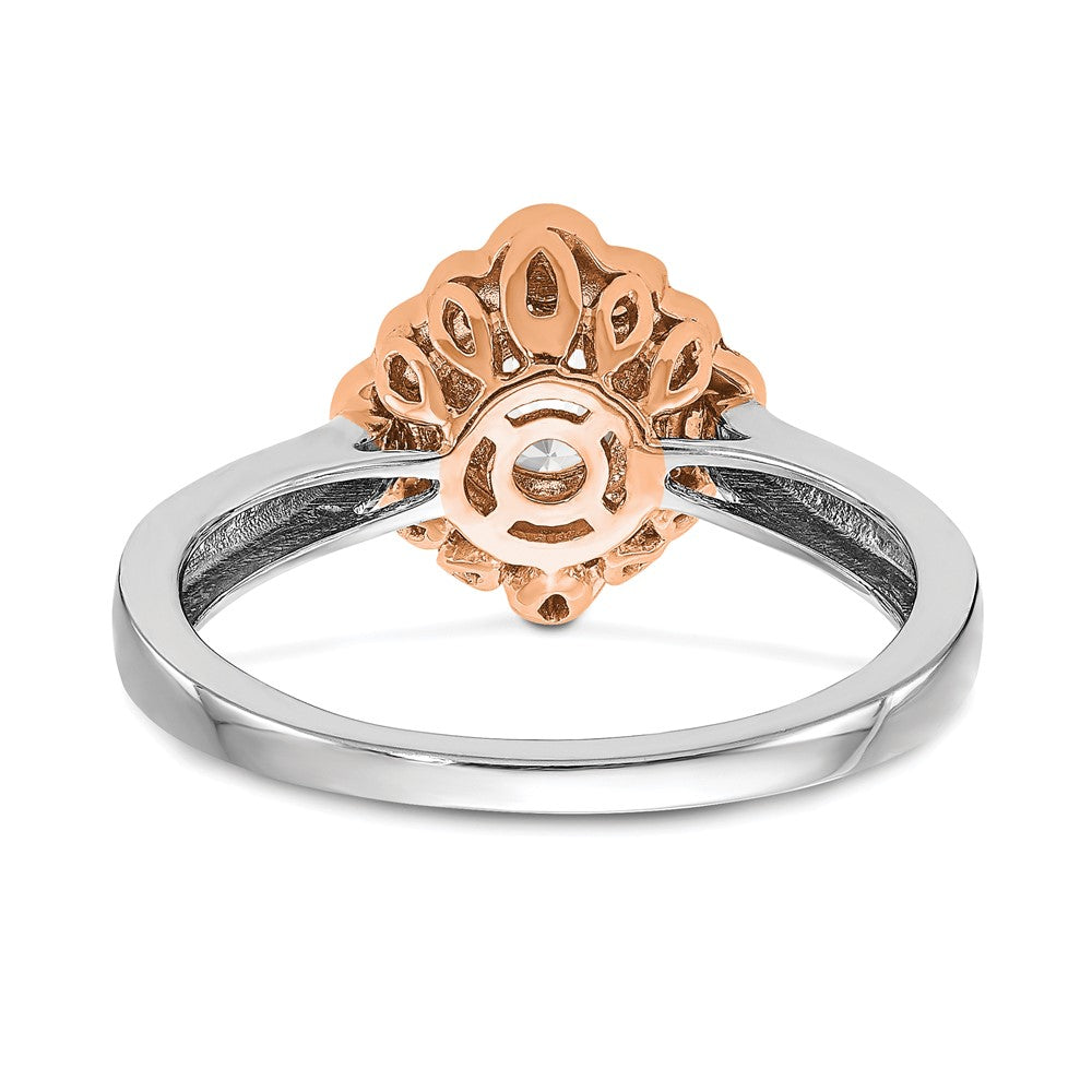 True Origin 14K Two Tone White and Rose Gold 1/4 carat Lab Grown Diamond VS+ F+ Semi-Mount Round Halo Engagement Ring