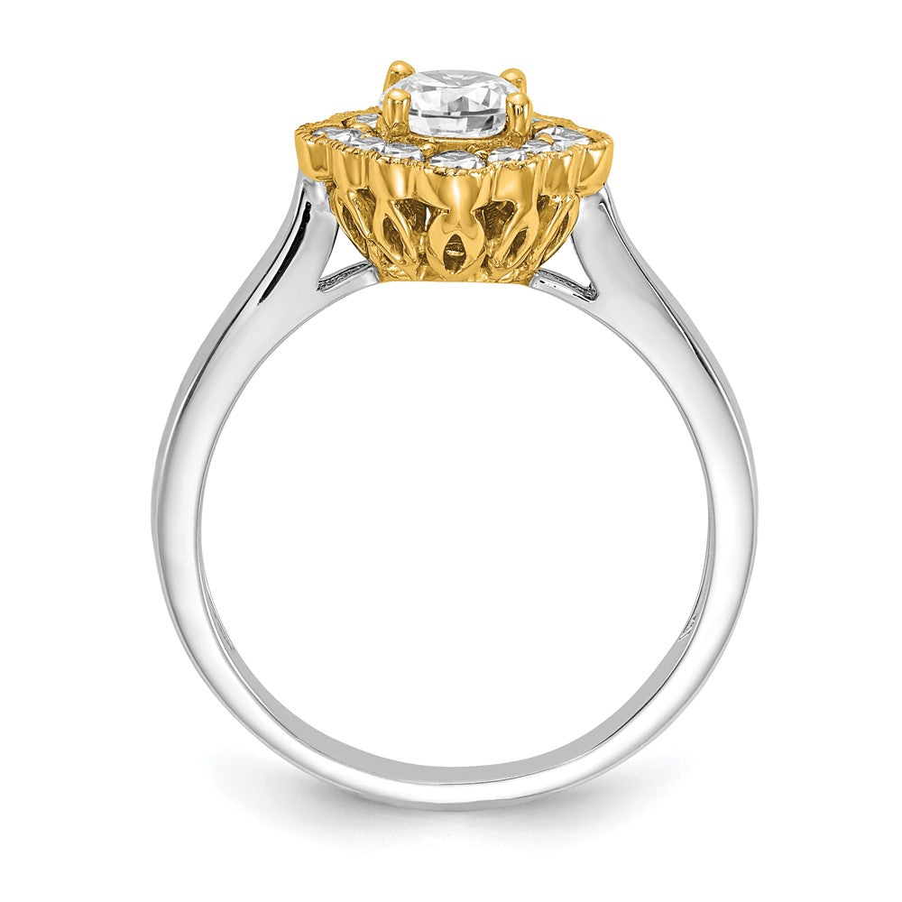 True Origin 14K Two Tone Gold 1/4 carat Lab Grown Diamond VS+ F+ Semi-Mount Round Halo Engagement Ring