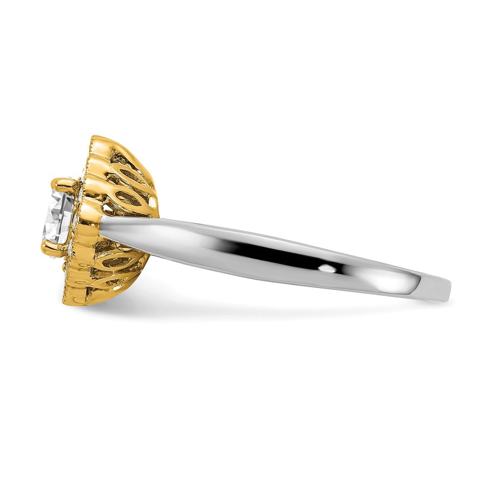 True Origin 14K Two Tone Gold 1/4 carat Lab Grown Diamond VS+ F+ Semi-Mount Round Halo Engagement Ring