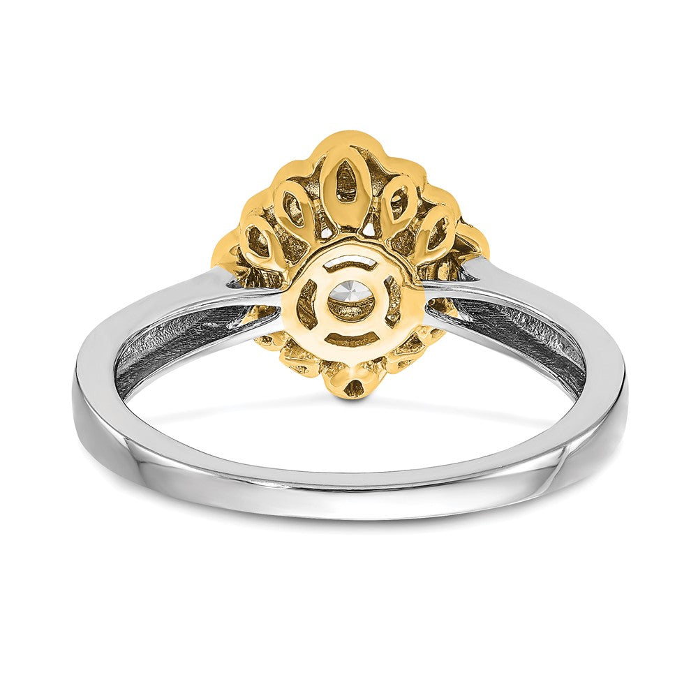 True Origin 14K Two Tone Gold 1/4 carat Lab Grown Diamond VS+ F+ Semi-Mount Round Halo Engagement Ring