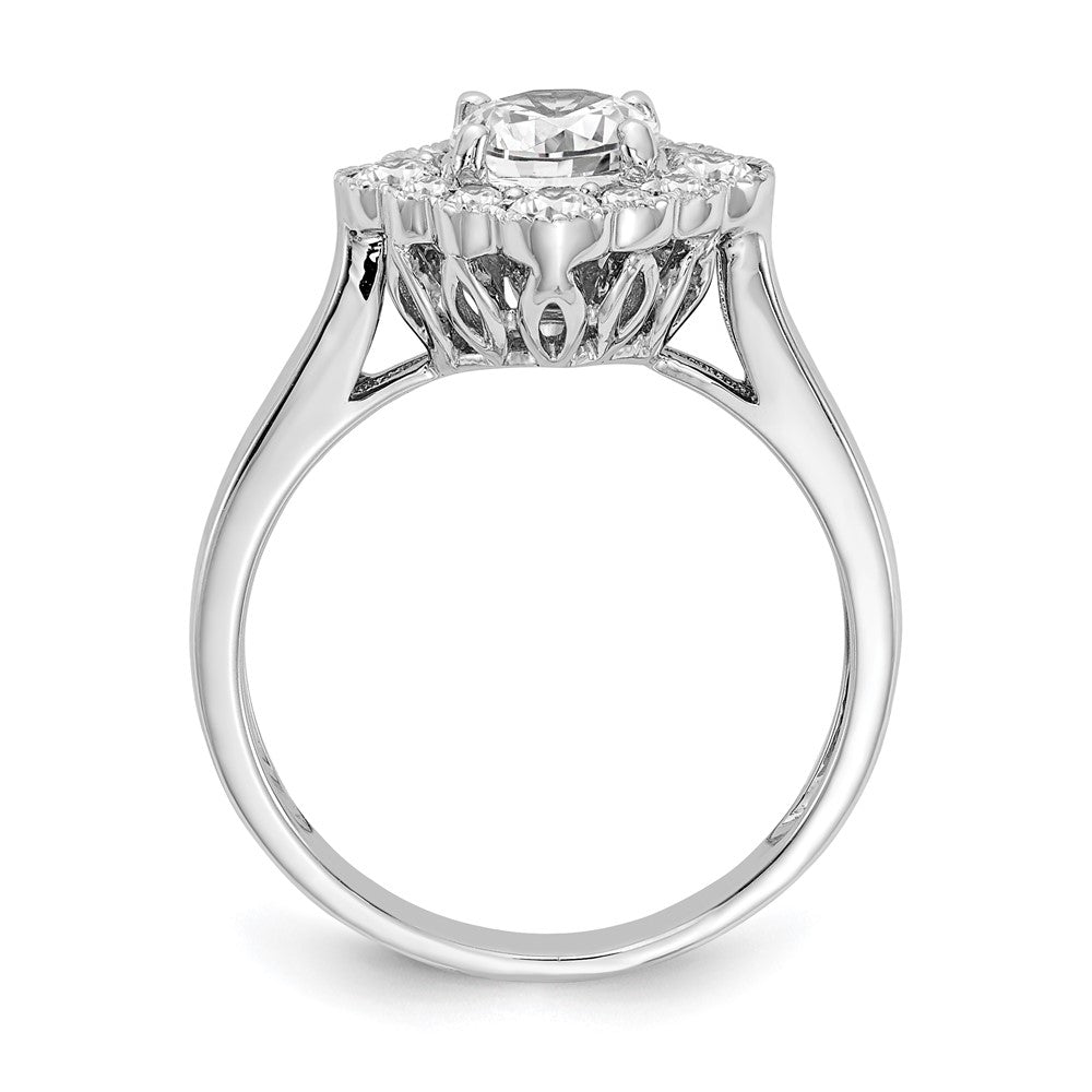 True Origin 14K White Gold 1/4 carat Lab Grown Diamond VS+ F+ Semi-Mount Round Halo Engagement Ring