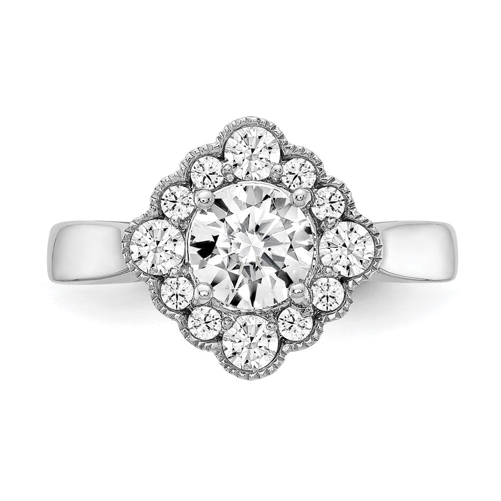 True Origin 14K White Gold 1/4 carat Lab Grown Diamond VS+ F+ Semi-Mount Round Halo Engagement Ring