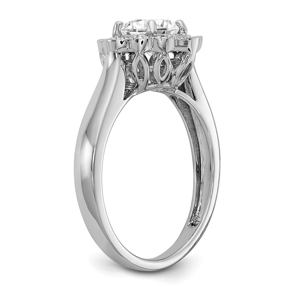 True Origin 14K White Gold 1/4 carat Lab Grown Diamond VS+ F+ Semi-Mount Round Halo Engagement Ring