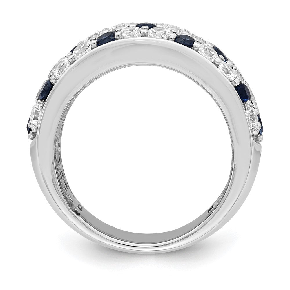 True Origin 14K White Gold 1 1/2 carat Lab Grown Diamond VS+ F+ and .85 carat Blue Sapphire Complete Fashion Ring