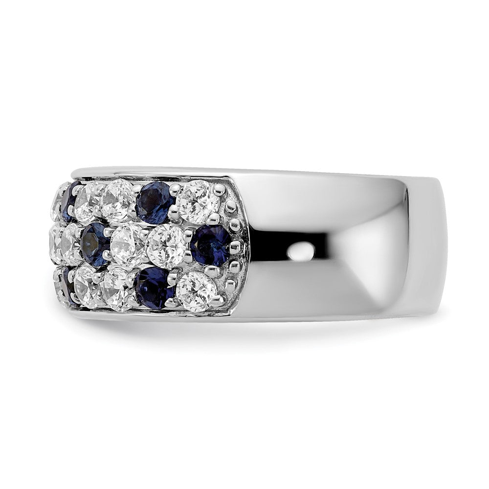 True Origin 14K White Gold 1 1/2 carat Lab Grown Diamond VS+ F+ and .85 carat Blue Sapphire Complete Fashion Ring