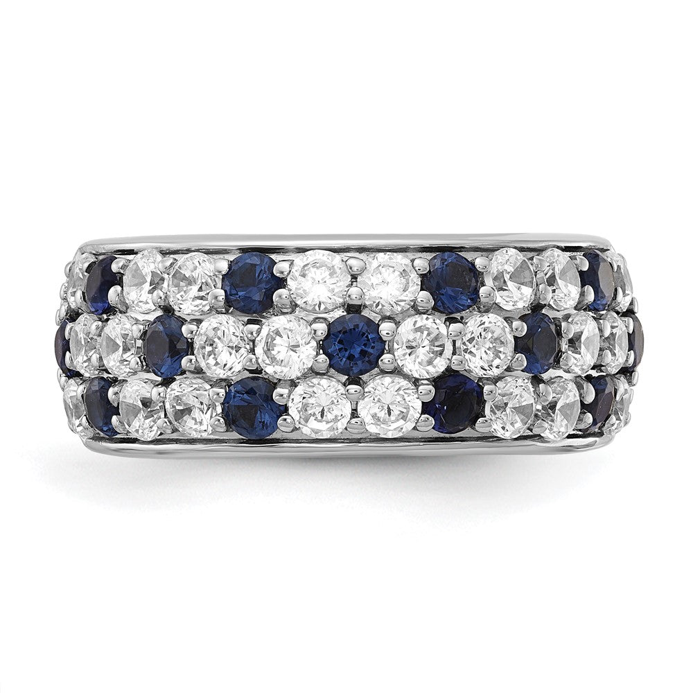 True Origin 14K White Gold 1 1/2 carat Lab Grown Diamond VS+ F+ and .85 carat Blue Sapphire Complete Fashion Ring
