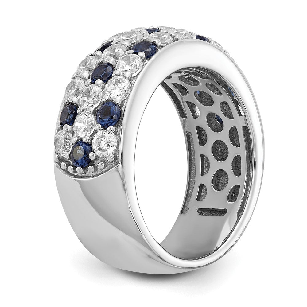 True Origin 14K White Gold 1 1/2 carat Lab Grown Diamond VS+ F+ and .85 carat Blue Sapphire Complete Fashion Ring