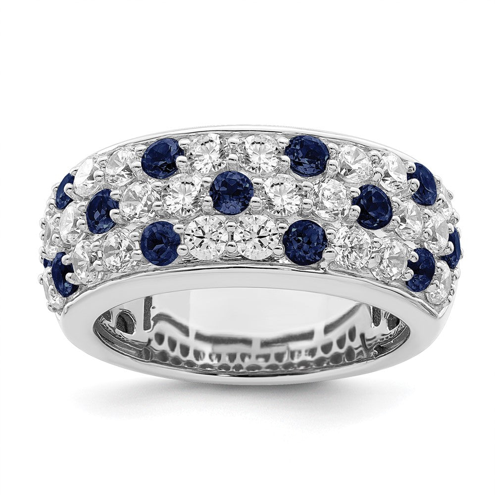 True Origin 14K White Gold 1 1/2 carat Lab Grown Diamond VS+ F+ and .85 carat Blue Sapphire Complete Fashion Ring