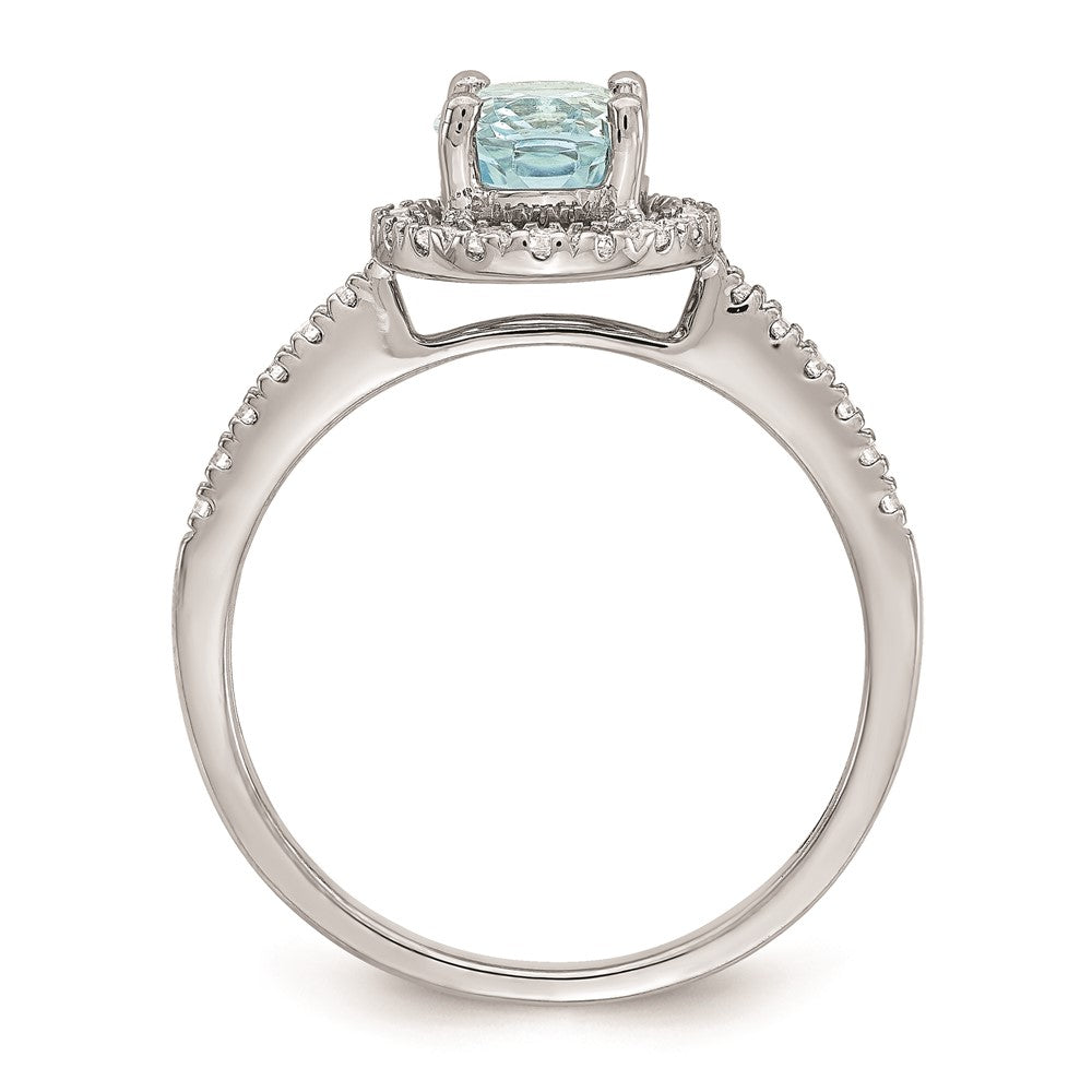 Blooming Bridal 14k White Gold Halo 8x6mm Oval Aquamarine and 1/3 carat Diamond Complete Engagement Ring