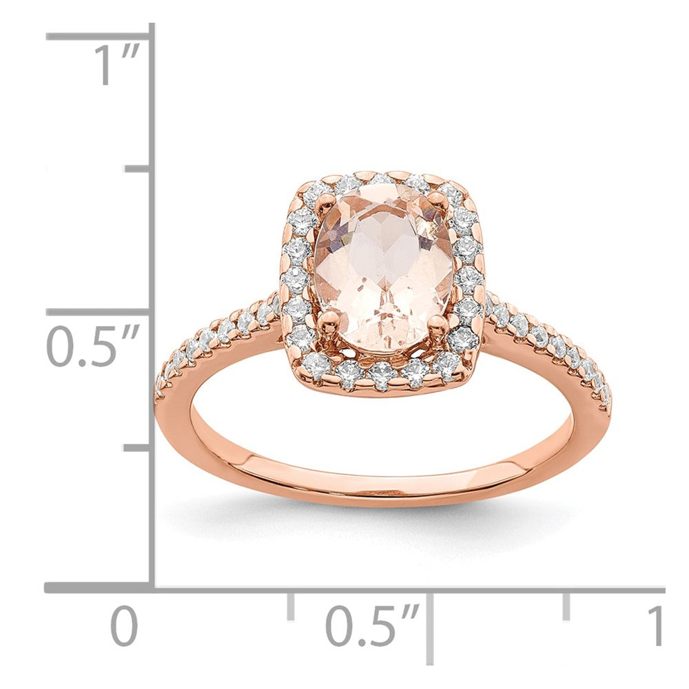 Blooming Bridal 14k Rose Gold Halo 8x6mm Oval Morganite and 1/3 carat Diamond Complete Engagement Ring