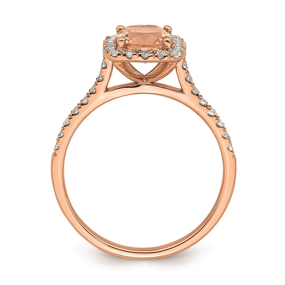 Blooming Bridal 14k Rose Gold Halo 6.00mm Cushion-cut Morganite and 1/4 carat Diamond Complete Engagement Ring