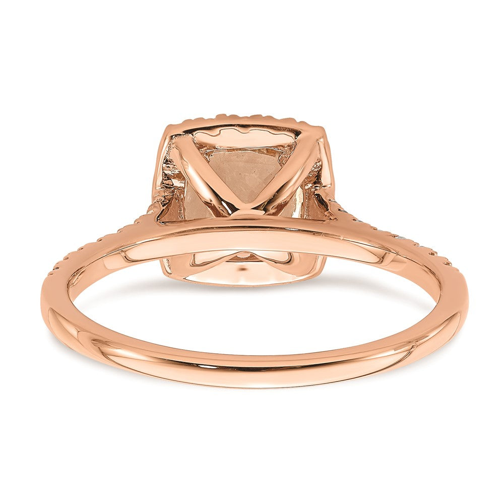 Blooming Bridal 14k Rose Gold Halo 6.00mm Cushion-cut Morganite and 1/4 carat Diamond Complete Engagement Ring