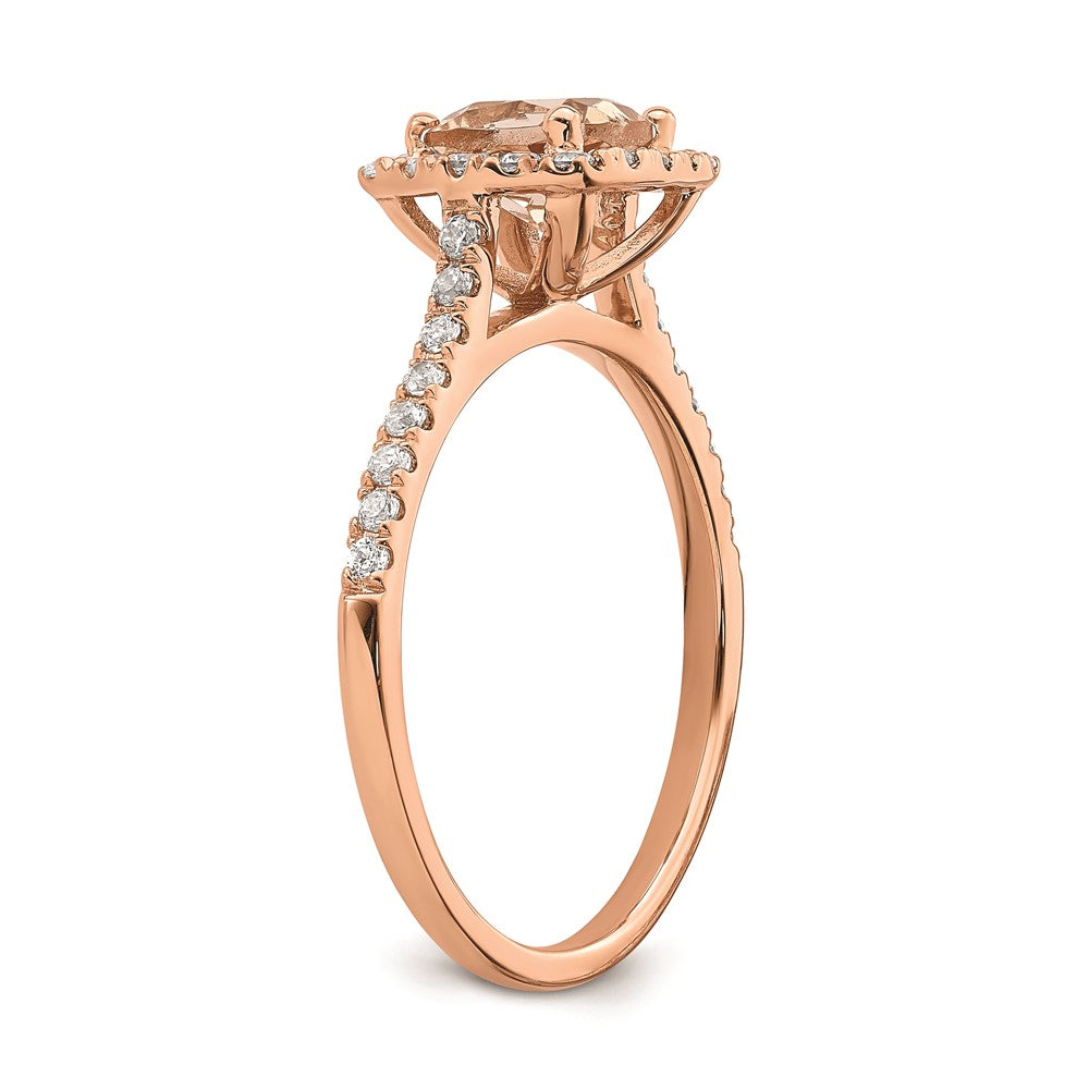 Blooming Bridal 14k Rose Gold Halo 6.00mm Cushion-cut Morganite and 1/4 carat Diamond Complete Engagement Ring