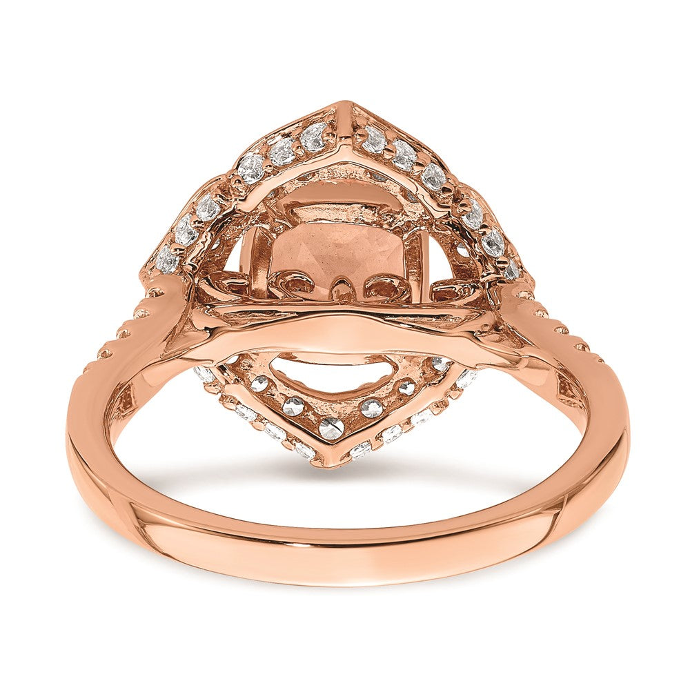 Blooming Bridal 14k Rose Gold Halo 7.00mm Cushion-cut Morganite and 3/4 carat Diamond Complete Engagement Ring