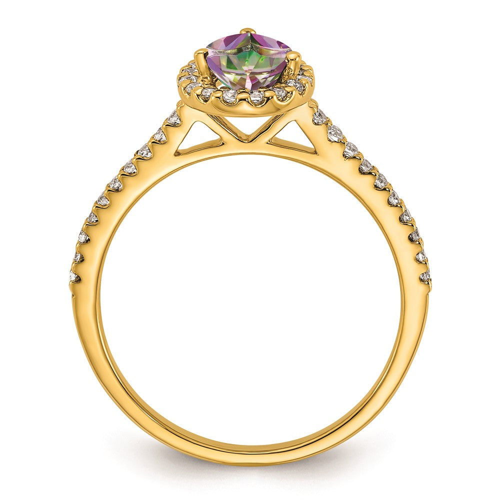Blooming Bridal 14k Halo 8x5mm Pear-cut Mystic Fire Topaz and 1/4 carat Diamond Complete Engagement Ring