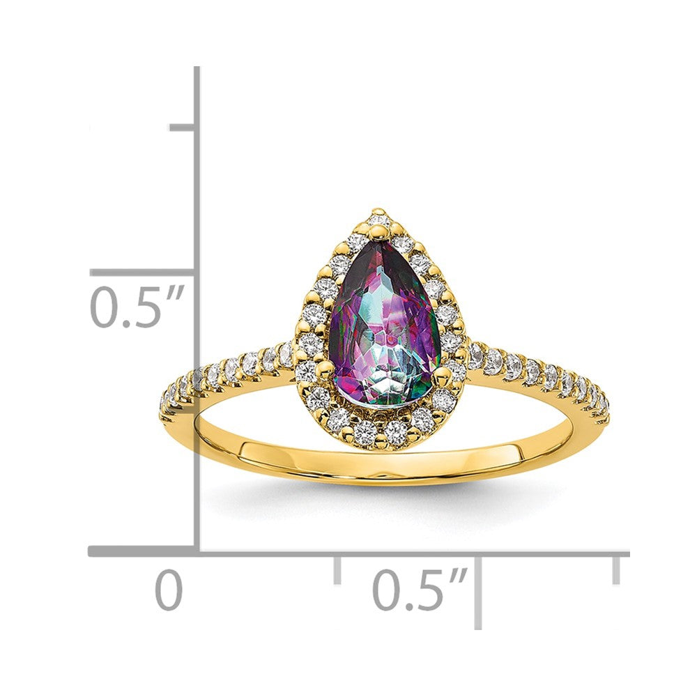 Blooming Bridal 14k Halo 8x5mm Pear-cut Mystic Fire Topaz and 1/4 carat Diamond Complete Engagement Ring