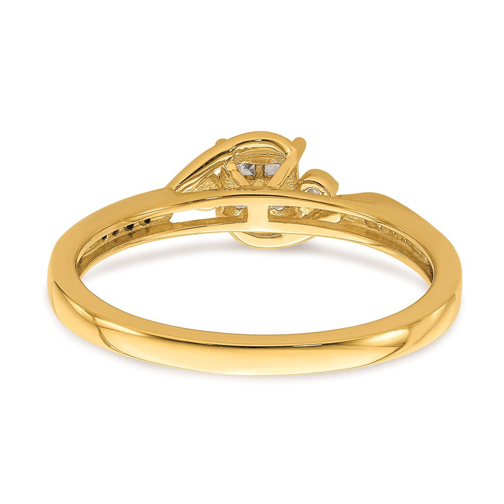 10k Yellow Gold Bypass Cluster 1/5 carat Diamond Complete Engagement Ring