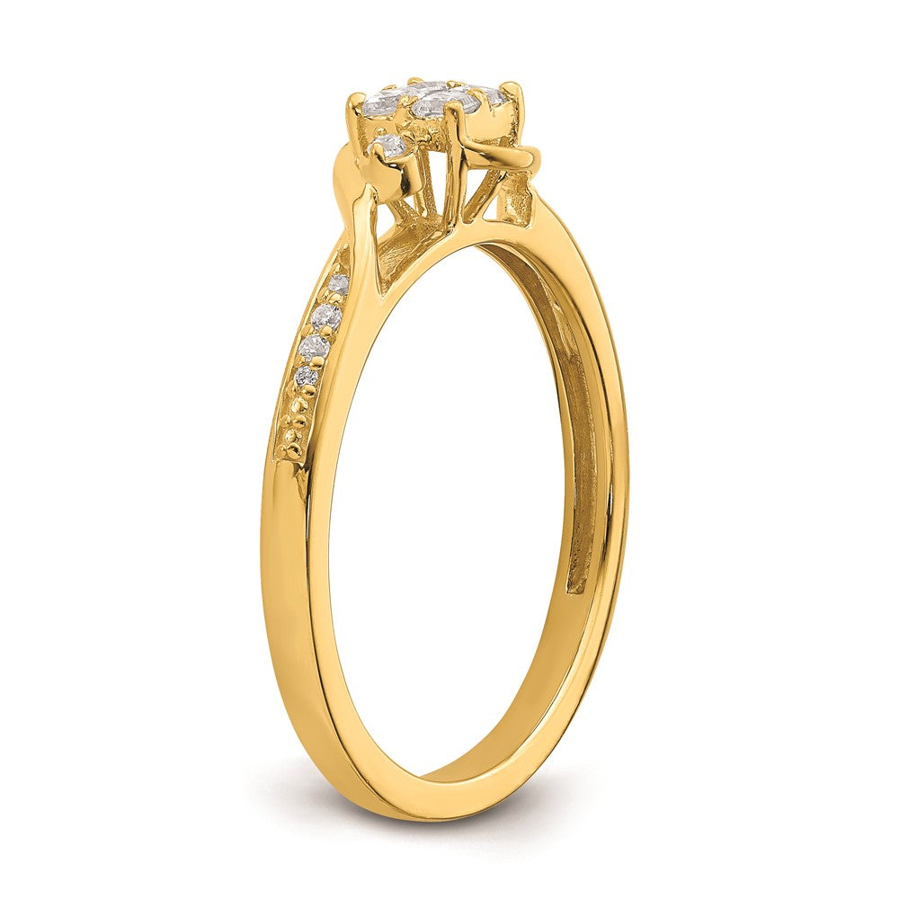10k Yellow Gold Bypass Cluster 1/5 carat Diamond Complete Engagement Ring