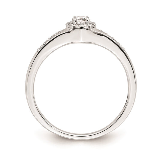 10k White Gold Halo Cluster 1/5 carat Diamond Complete Engagement Ring