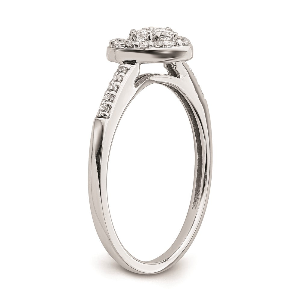 10k White Gold Heart Halo Cluster 1/4 carat Diamond Complete Engagement Ring