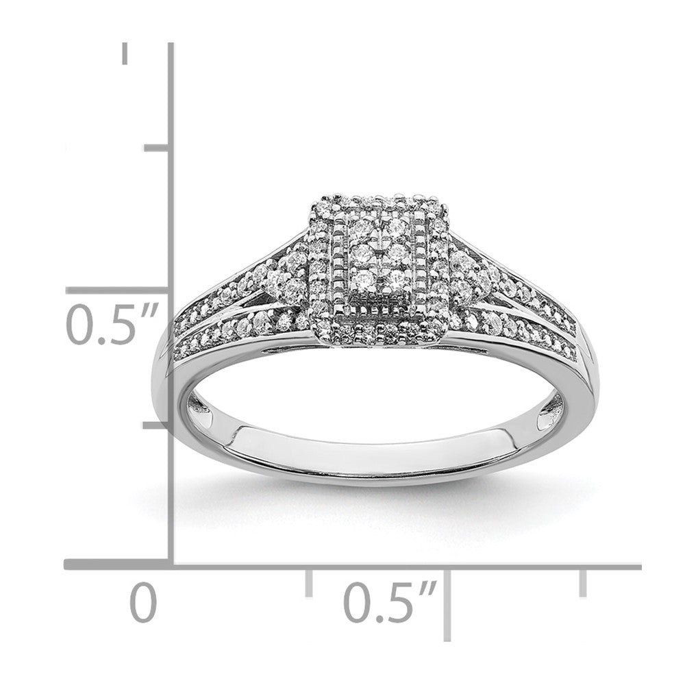 10k White Gold Rectangular Halo Cluster 1/5 carat Diamond Complete Engagement Ring