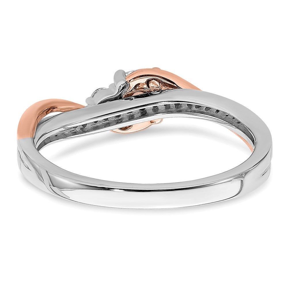 14k Two-tone Rose and White Gold 3/8 carat Lab Grown Diamond VS/SI+ G+ Round Complete Bypass Engagement Ring