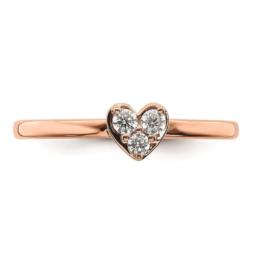 First Promise 14k Rose Gold Heart 1/8 carat Round Diamond Complete Promise/Engagement Ring