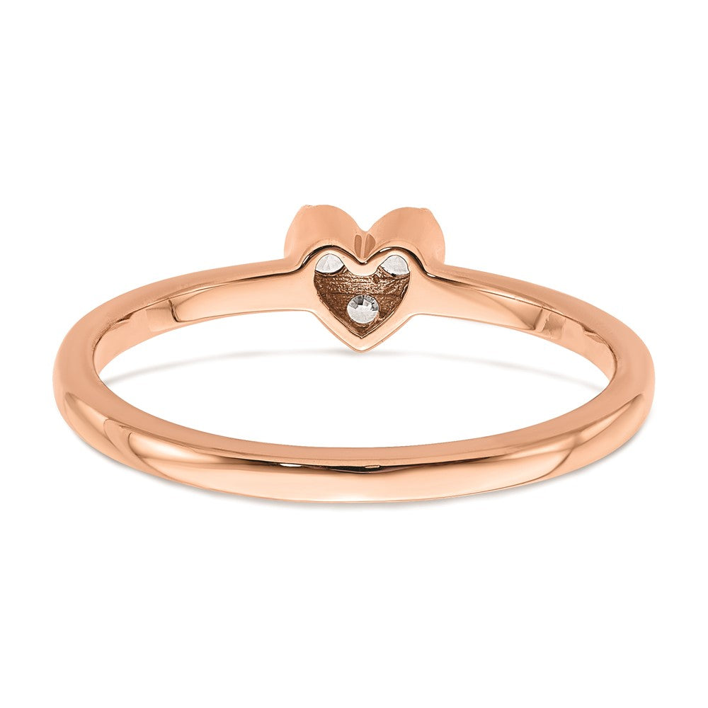 First Promise 14k Rose Gold Heart 1/8 carat Round Diamond Complete Promise/Engagement Ring