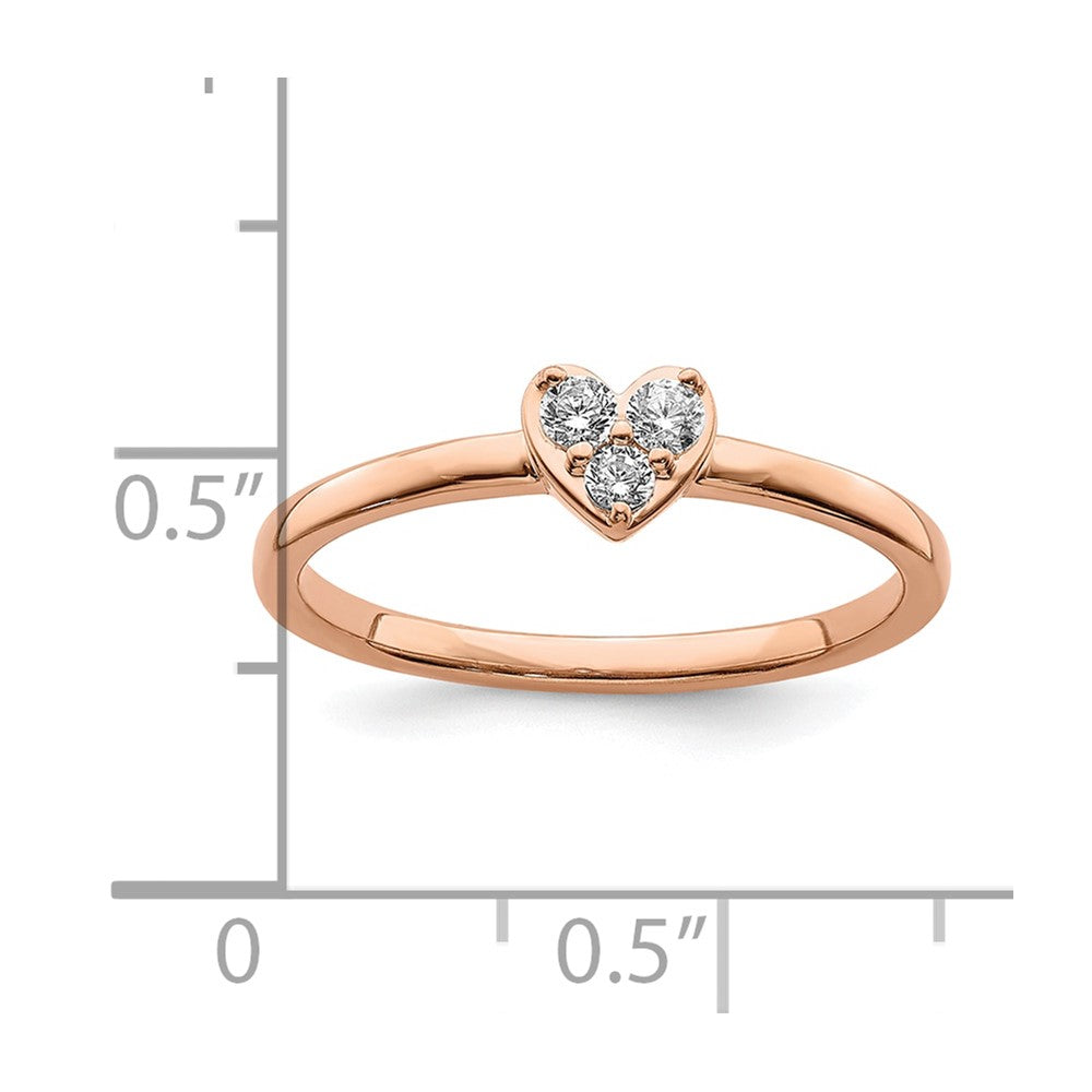 First Promise 14k Rose Gold Heart 1/8 carat Round Diamond Complete Promise/Engagement Ring
