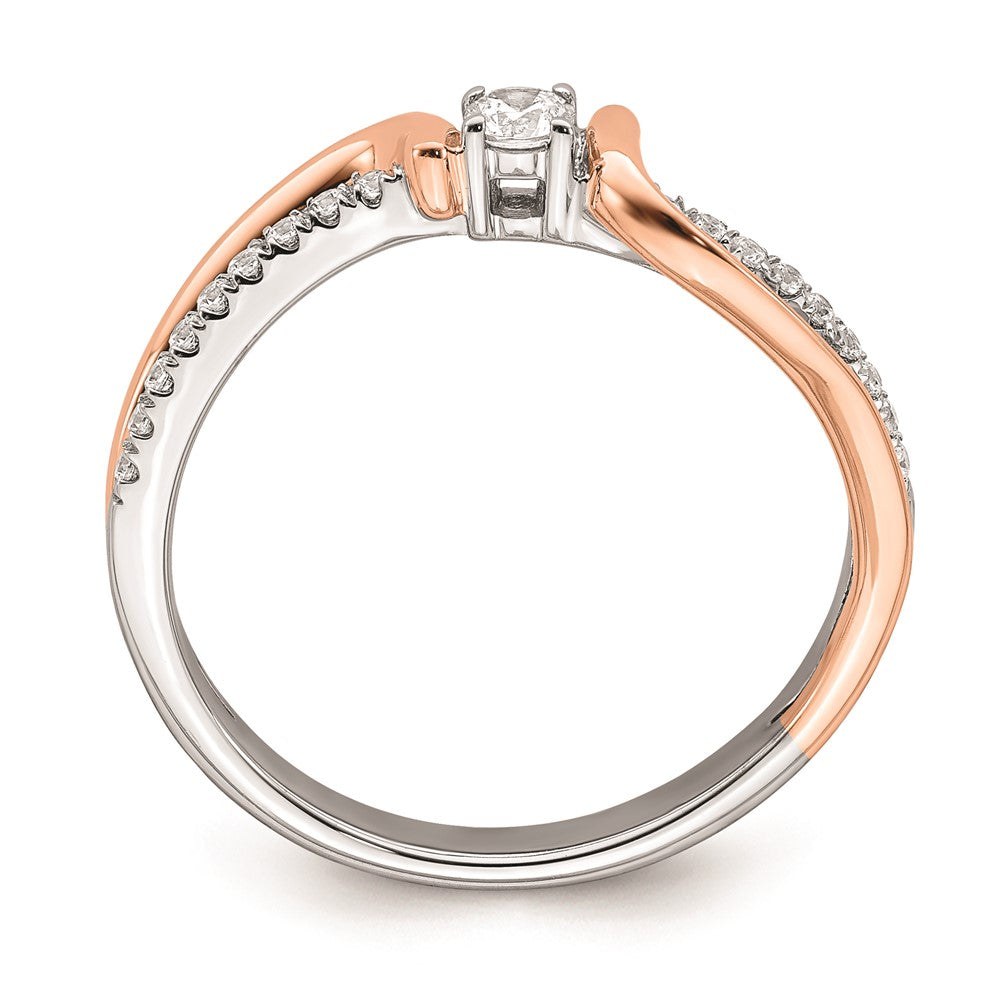 First Promise 14k White and Rose Gold Bypass 1/5 carat Round Diamond Complete Promise/Engagement Ring