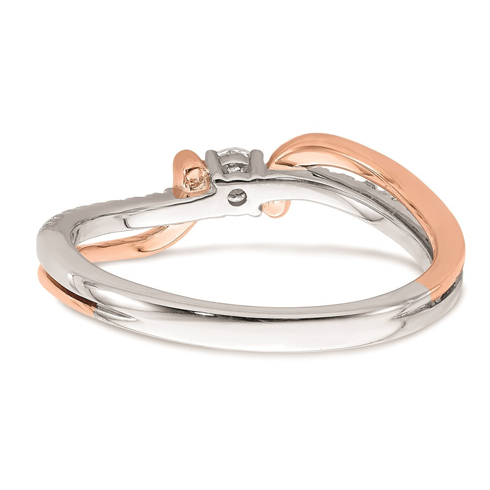 First Promise 14k White and Rose Gold Bypass 1/5 carat Round Diamond Complete Promise/Engagement Ring