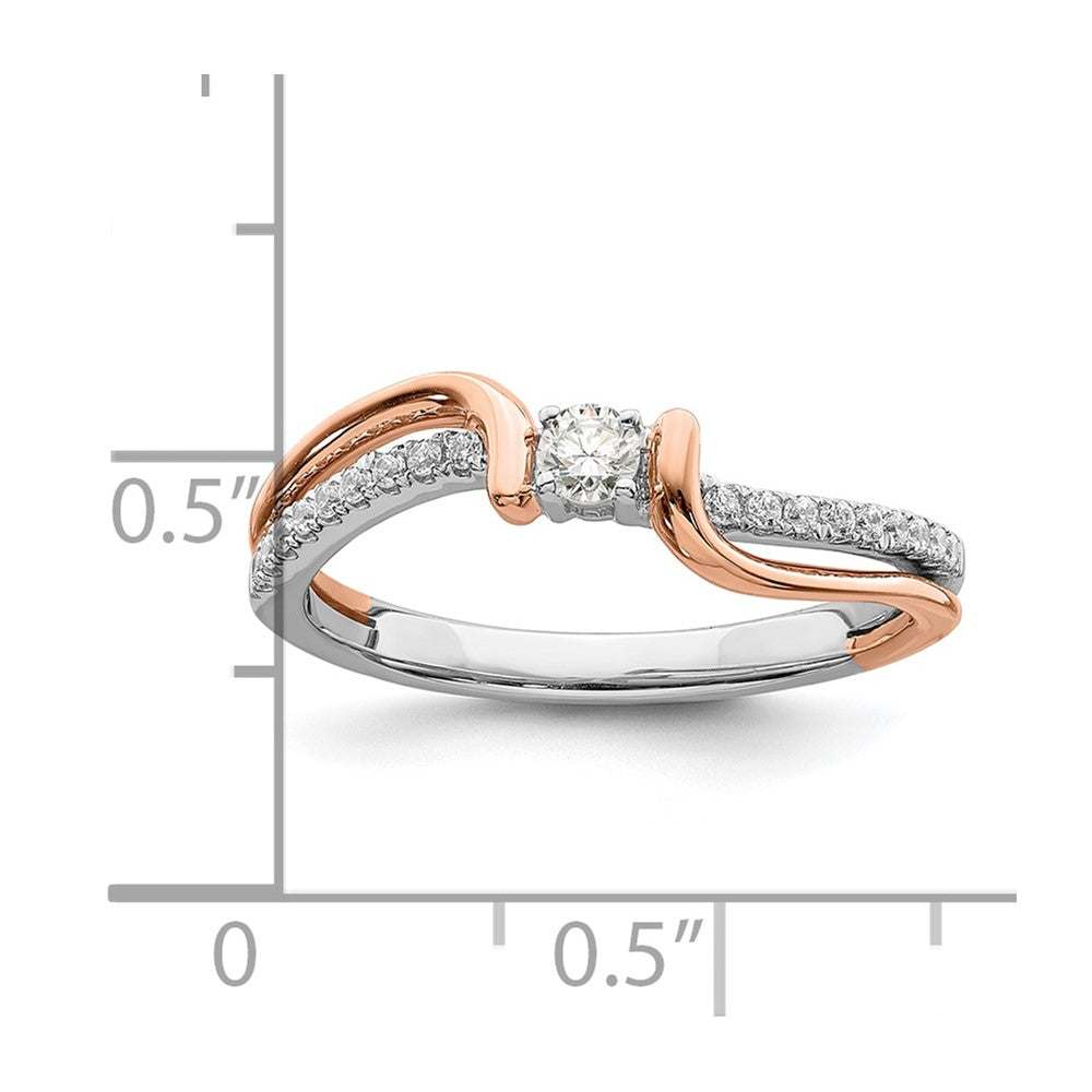 First Promise 14k White and Rose Gold Bypass 1/5 carat Round Diamond Complete Promise/Engagement Ring