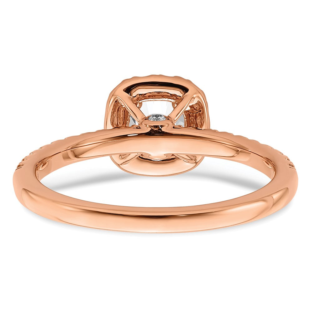 14k Rose Gold 3/4 carat Lab Grown Diamond VS/SI+ G+ Complete Round Halo Engagement Ring