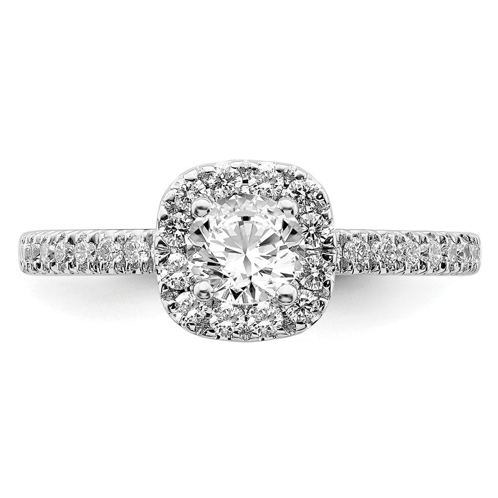 14k White Gold 3/4 carat Lab Grown Diamond VS/SI+ G+ Complete Round Halo Engagement Ring